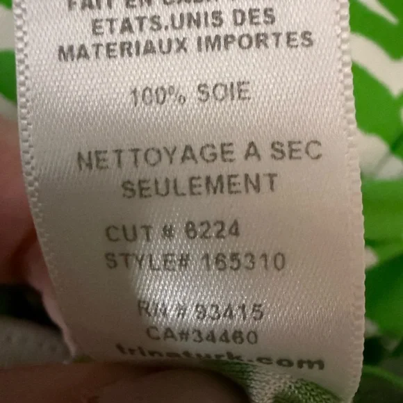 Trina Turk Vibrant Green and White animal print stripe Dress w/tie belt size S - Picture 5 of 7